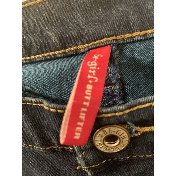 Be Girl Women's Plus Size 16 Blue Capri Jean Shorts Pockets Destroyed Distressed - Picture 5 of 16